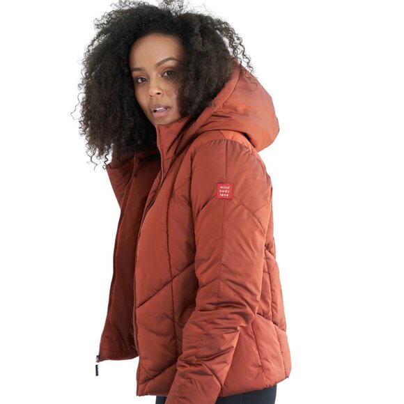 Womens Mind Body Love Burnt Orange Puffer Jacket - Size Small - Picture 1 of 10